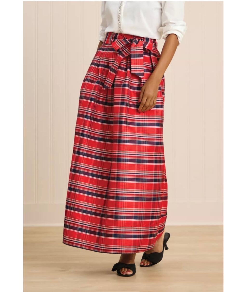 Crown & Ivy x Sewing Down South Skirt Size Small Sew Merry Maxi Tartan Plaid NWT